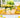 Yellow & Pink Striped Scalloped Square Plate