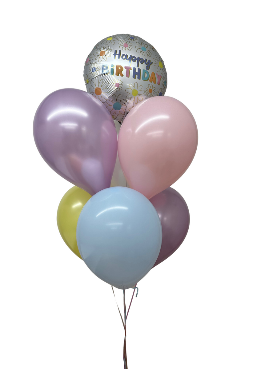 Happy Birthday Satin Daisy Balloon Bouquet Cutie Balloons