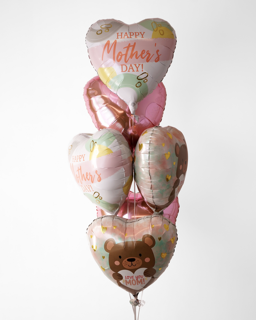 8 Pcs Mother's Day Balloons - Heart Shape Love You Mom Party Decorations